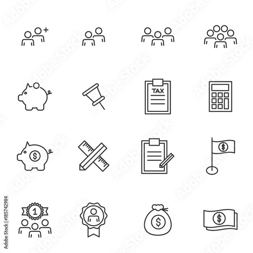 People Icons Line Work Group Team Vector