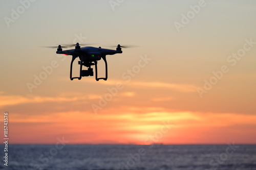 Drone Flying at sunset moment