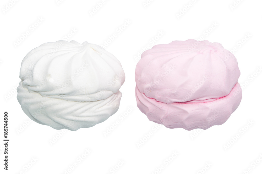 pink and white zepyr marshmallows isolated ob white background pink and white zepyr marshmallows isolated ob white background