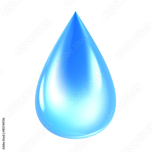 Blue Water Bubble icon, 3d render include clipping path