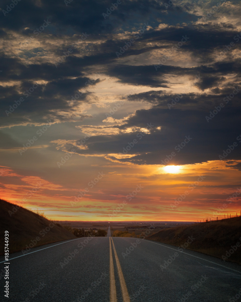 Country road Alberta at sunrise