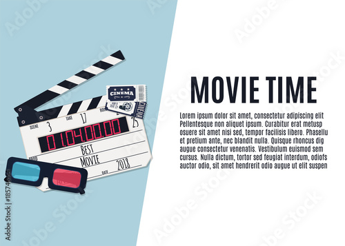 Movie time. Template for banner, flyer or poster. Vector illustration