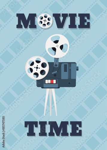 Movie time. Template for banner, flyer or poster. Vector illustration