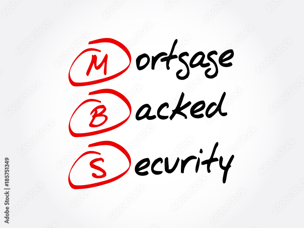 MBS - Mortgage Backed Security acronym, business concept background MBS - Mortgage Backed Security acronym, business concept background