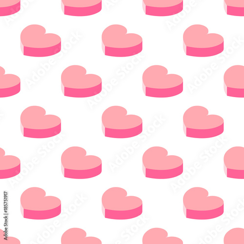 Seamless pattern. The image of the heart in isometric projection.