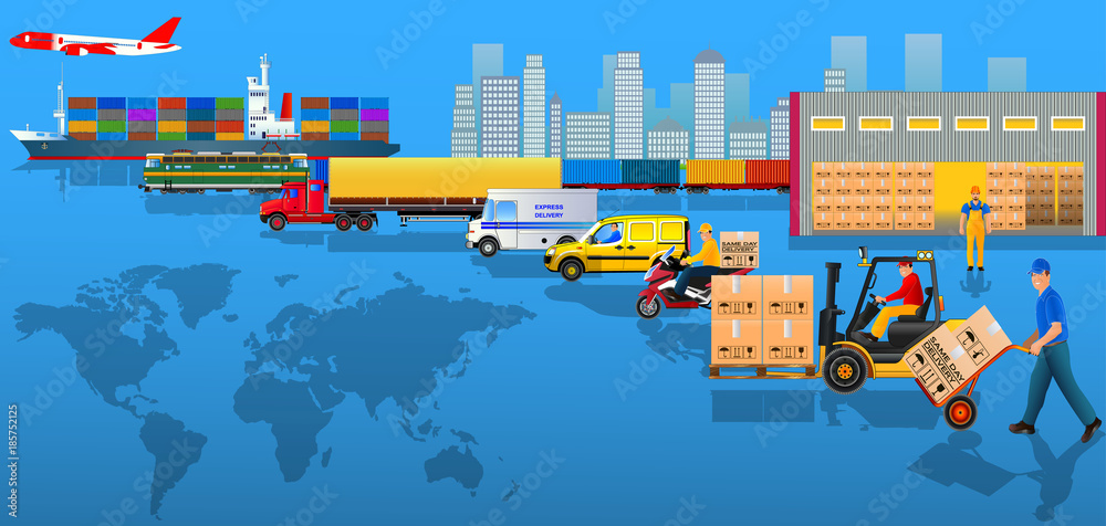 Fototapeta premium Delivery service concept, Global logistics