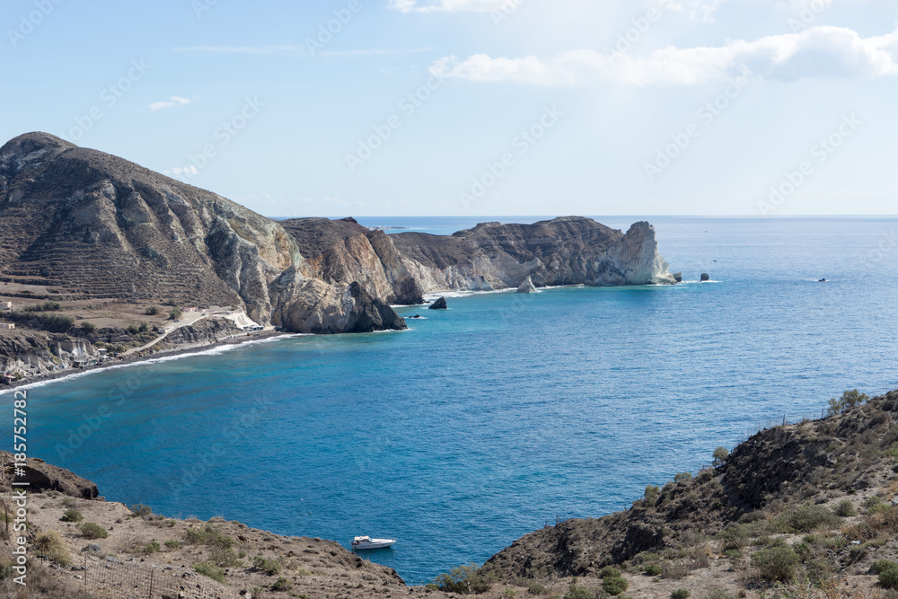 Beautiful bay in the south part of the Santorini island