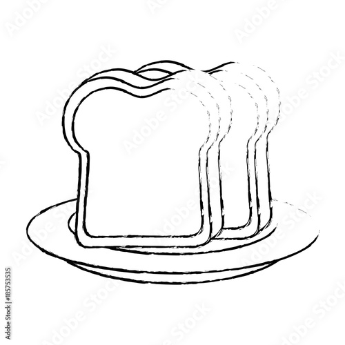breakfast dish with bread slices isolated icon vector illustration design