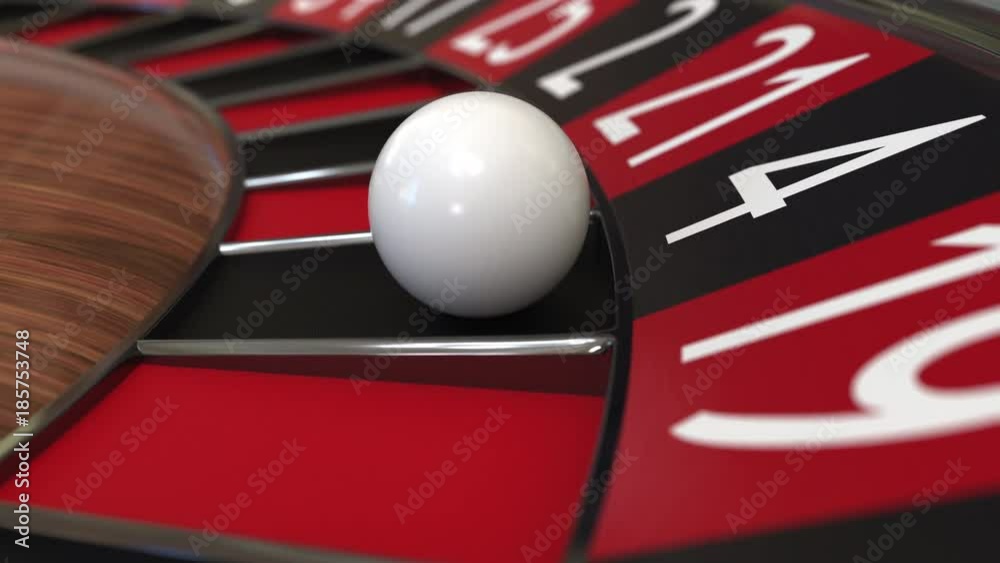 Casino roulette wheel ball hits 4 four black Casino roulette wheel ball hits 4 four black