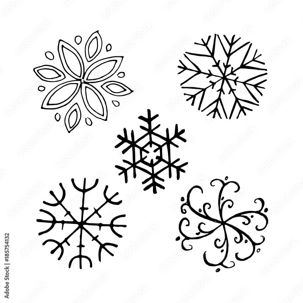 Obraz premium Snowflake winter set