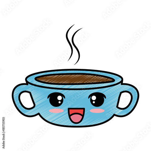 delicious coffee cup kawaii character vector illustration design