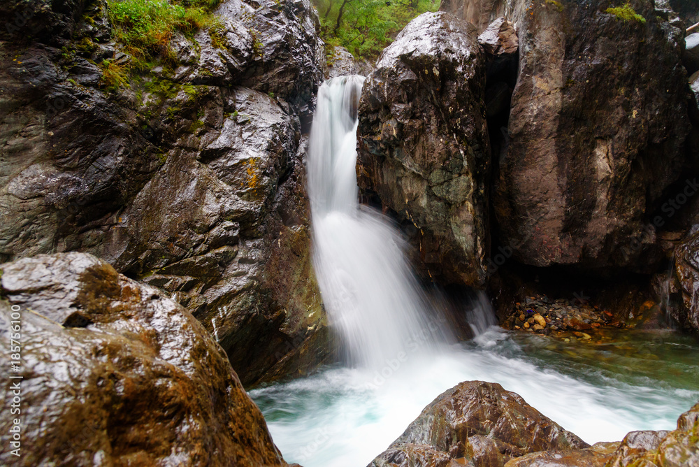 First waterfall on Kyngyrga River. Arshan. Russia First waterfall on Kyngyrga River. Arshan. Russia