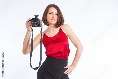 The girl is a photographer....
