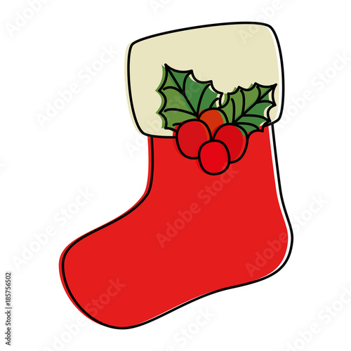 christmas sock decorative icon vector illustration design