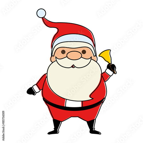 cute santa claus with bell kawaii character vector illustration design photo