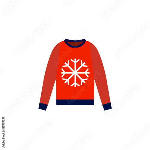 Christmas red sweater on white background. Flat design Vector illustration EPS10