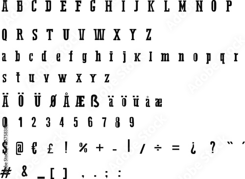 Classic typewriter alphabet