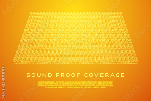 Wireframe model of sound proof coverage in music studio with soundproofing walls. Vector illustration