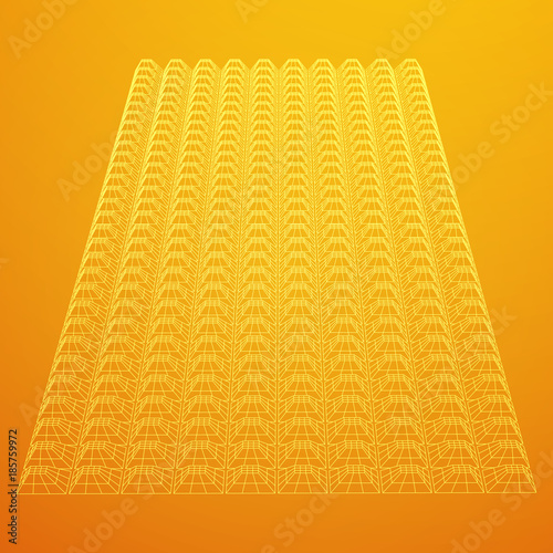 Wireframe model of sound proof coverage in music studio with soundproofing walls. Vector illustration