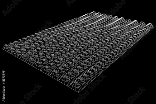 Wireframe model of sound proof coverage in music studio with soundproofing walls. Vector illustration