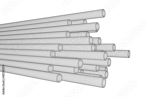 Wireframe low poly mesh construction metallurgy round tubes profile vector illustration
