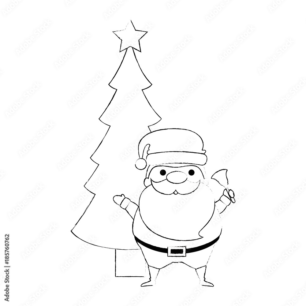 cute santa claus with bell kawaii character vector illustration design
