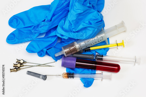 Test tube and syringes