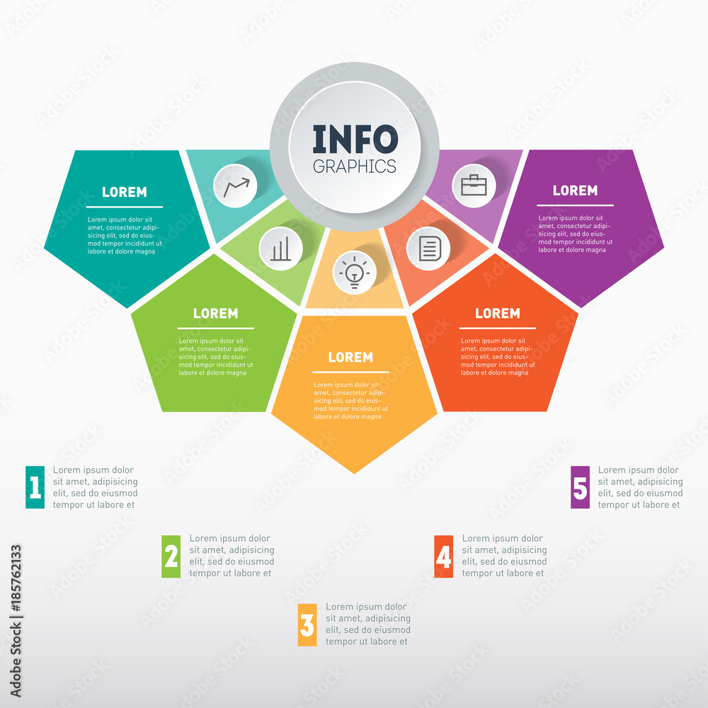 PBusiness presentation concept with 5 options. Vector infographic of technology or education process. Part of the report with icons set. Web Template of a info graphics, diagram on light background. PBusiness presentation concept with 5 options. Vector infographic of technology or education process. Part of the report with icons set. Web Template of a info graphics, diagram on light background.