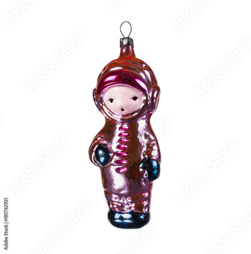 Vintage Christmas tree toy Isolated on white background photo