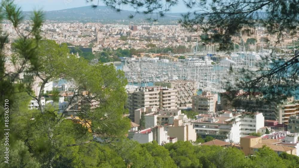 View of Palma de Majorca from Bellver castle on sunny day suitable for travelling View of Palma de Majorca from Bellver castle on sunny day suitable for travelling