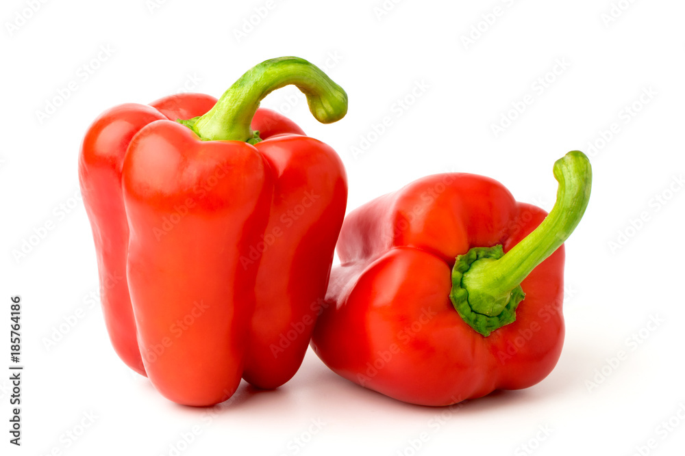 Two peppers on a white background.