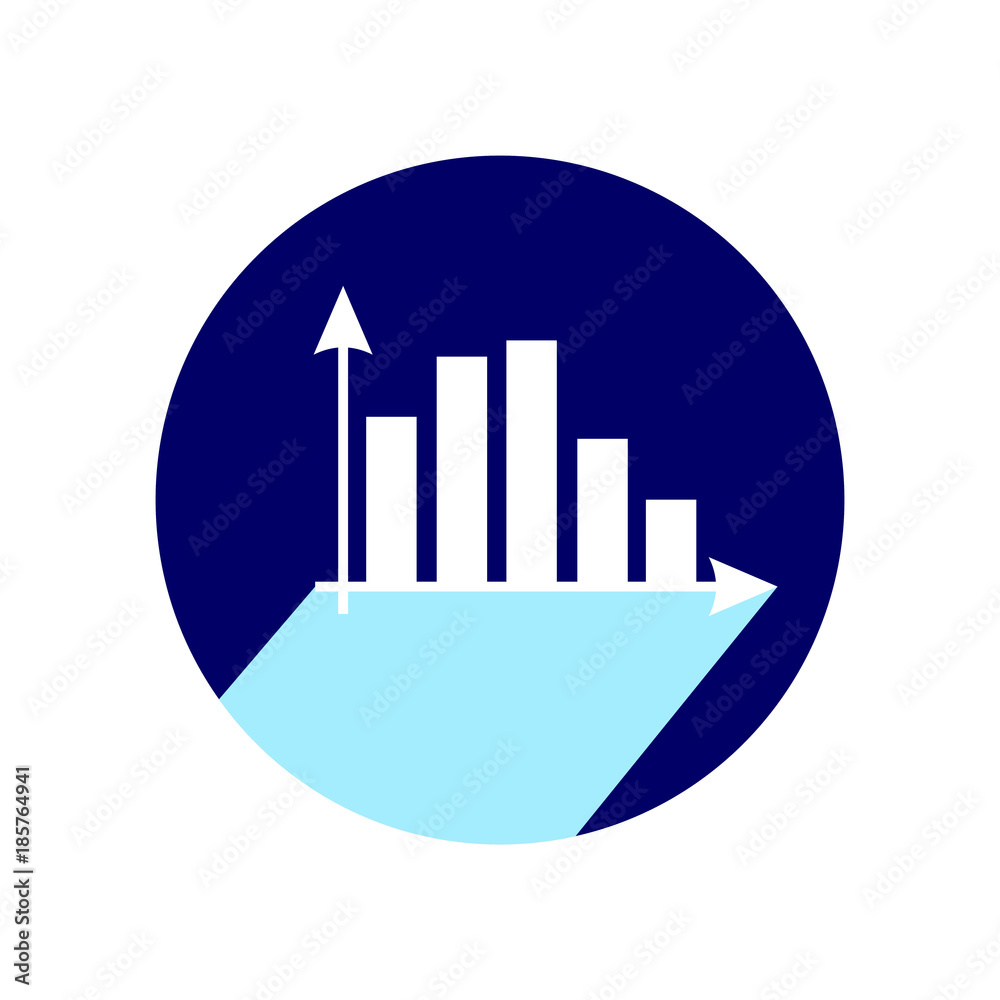 Chart icon with long shadow. Vector Illustration isolated for graphic and web design. Chart icon with long shadow. Vector Illustration isolated for graphic and web design.