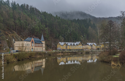 Kyselka spa town with Ohre river