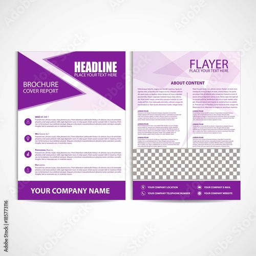 Abstract Purple Color Flyer Template, Size A4,  Vector, Illustration