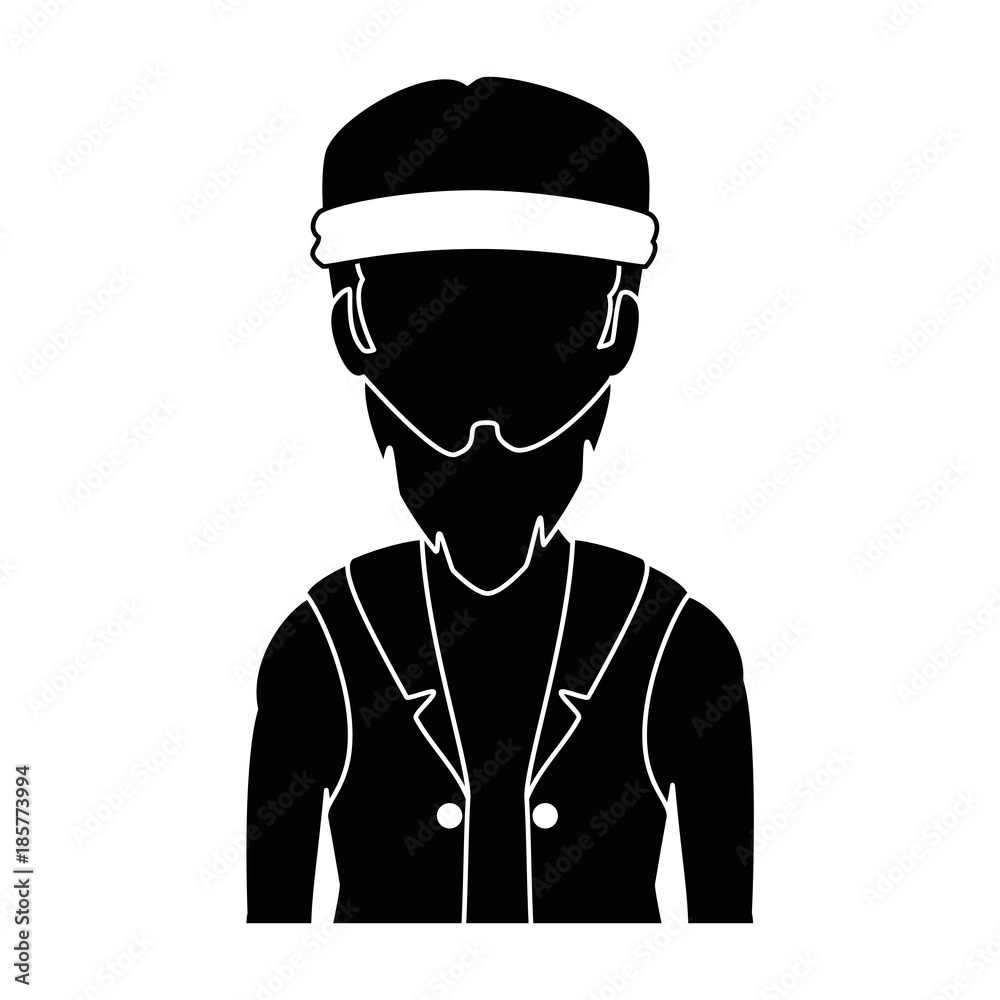 rough motorcyclist with bandana avatar character vector illustration design