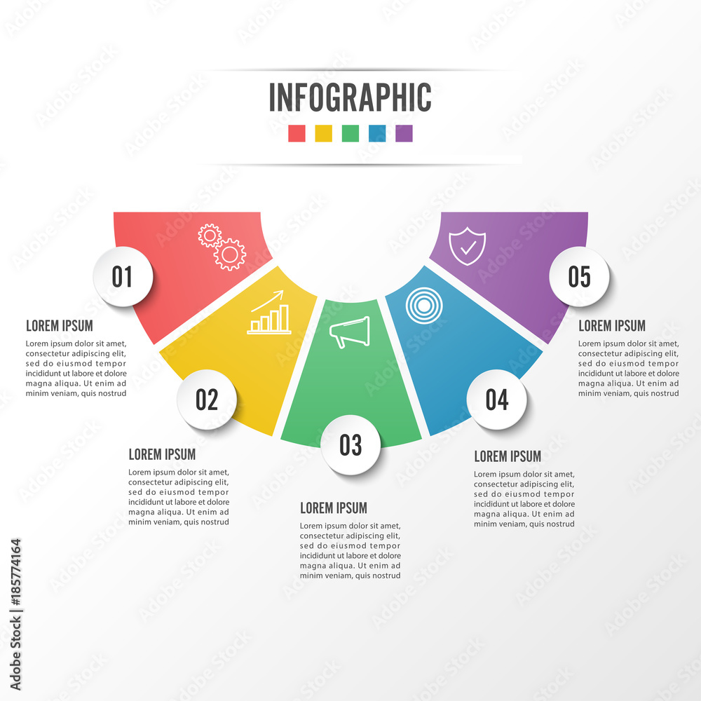 Circle infographic template five option, process or step for business presentation
