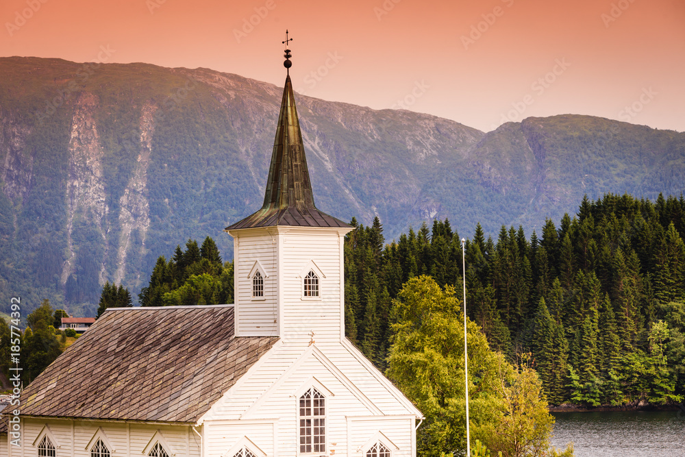 Bruvik Lutheran Church, island Osteroy Norway