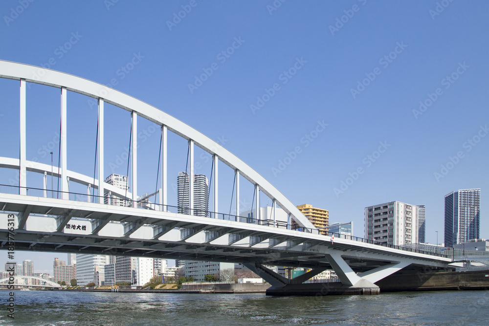 Obraz premium Kachidoki bridge and Sumida river