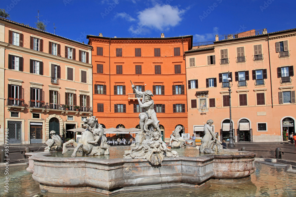 Baroque fountain by Bernini, Piazza Navona, Rome