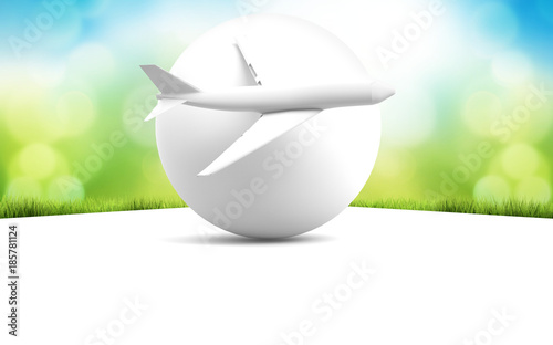 white airplane and globe fr...