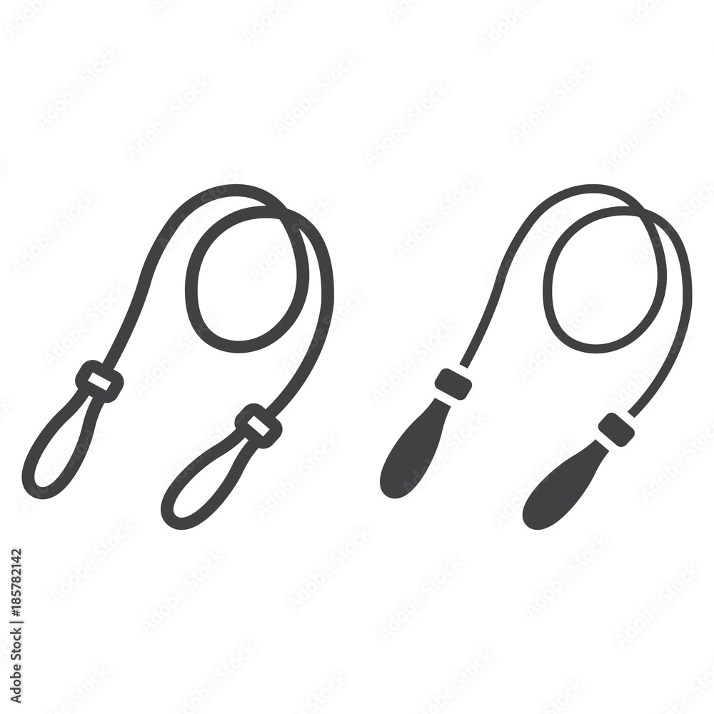 Jumping rope line and glyph icon, fitness and sport, skipping rope sign ...
