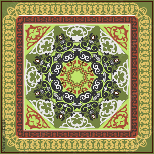 Beautiful vector pattern. Tribal ethnic ornament. Bandanna shawl fabric print, silk neck scarf or kerchief design.