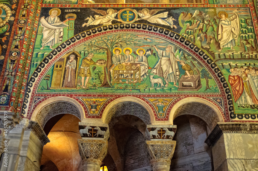 Beautiful Byzantine mosaics in the 6th century church of San Vitale - Ravenna, Italy