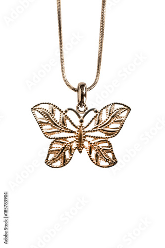 Golden necklace isolated