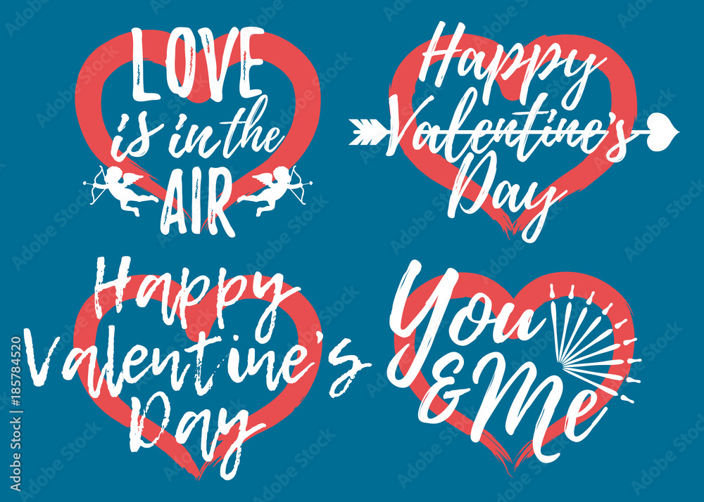 Set of Love label. Font with Brush. Valentines day badges. Vector illustration icon Set of Love label. Font with Brush. Valentines day badges. Vector illustration icon