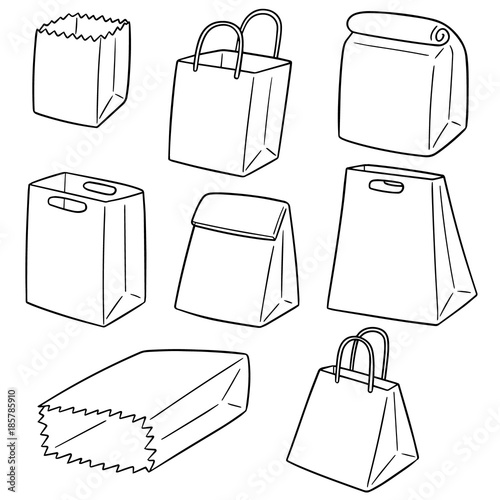 vector set of paper bag