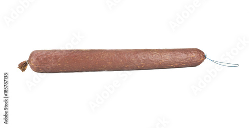 Long sausage isolated on white