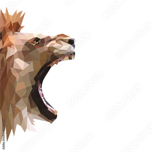 King Lion Icon. Vector Illustration. Abstract low poly design.