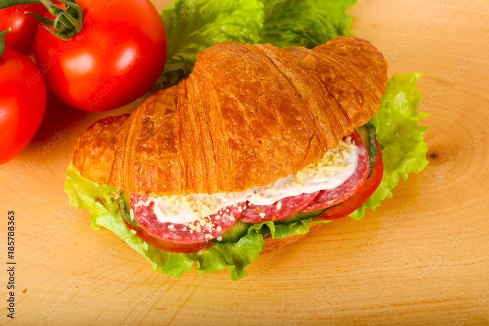 Croissant with salami