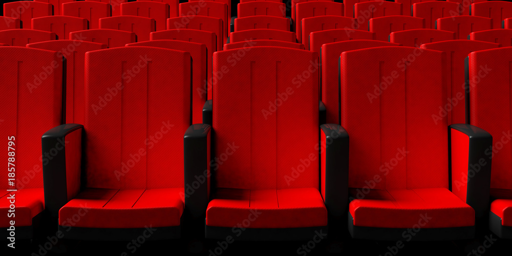 Obraz premium Cinema chairs background, front view. 3d illustration